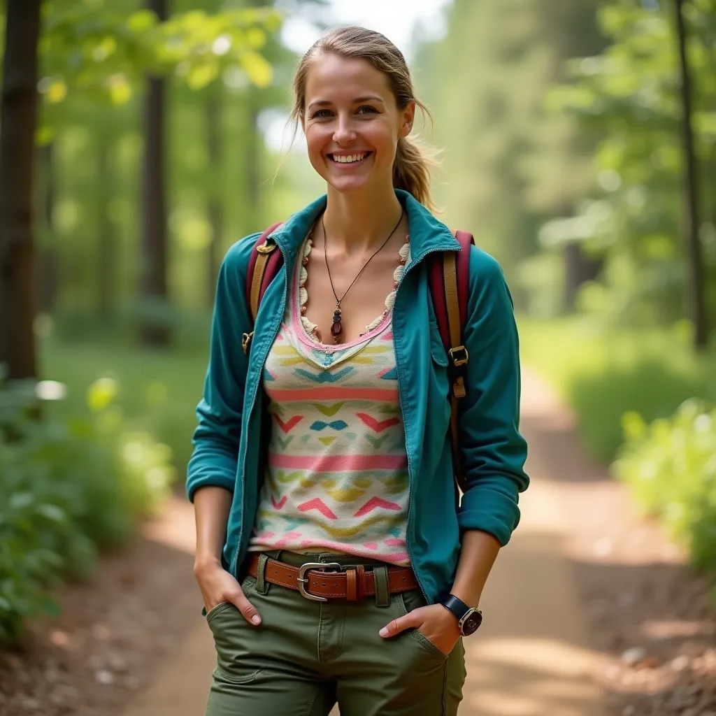 Тропа для пеших прогулок в лесу, ведущая к живописному водопаду.
